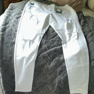 Wax Jean  White Skinny Jeans Lightweight Distressed Denim new with tags Sz 16